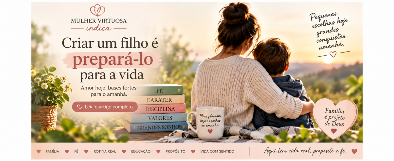 Mãe e filho juntos representando como preparar o filho para a vida com fé, amor e bons valores.