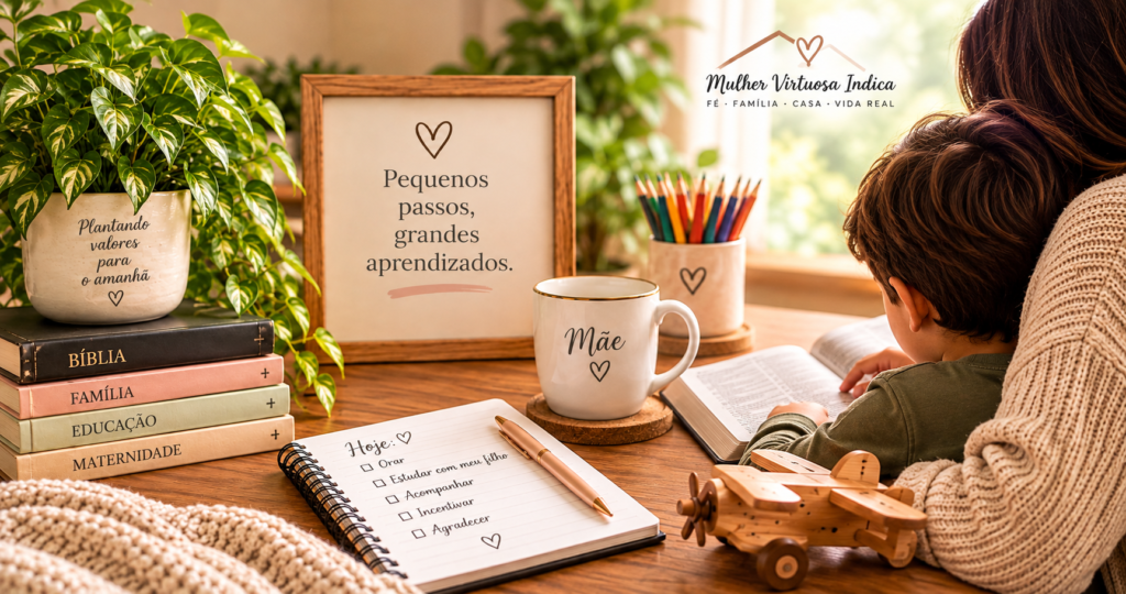 Mãe e filho vivendo a fé e os aprendizados da maternidade