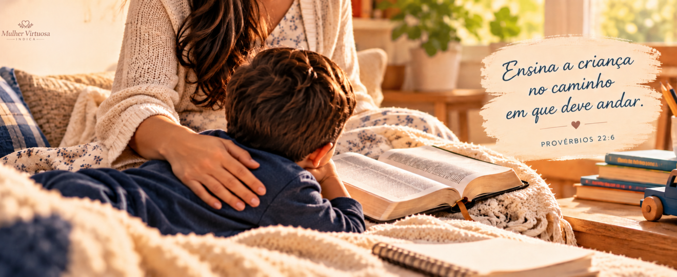Culpa de mãe na maternidade real: mãe e filho lendo a Bíblia juntos